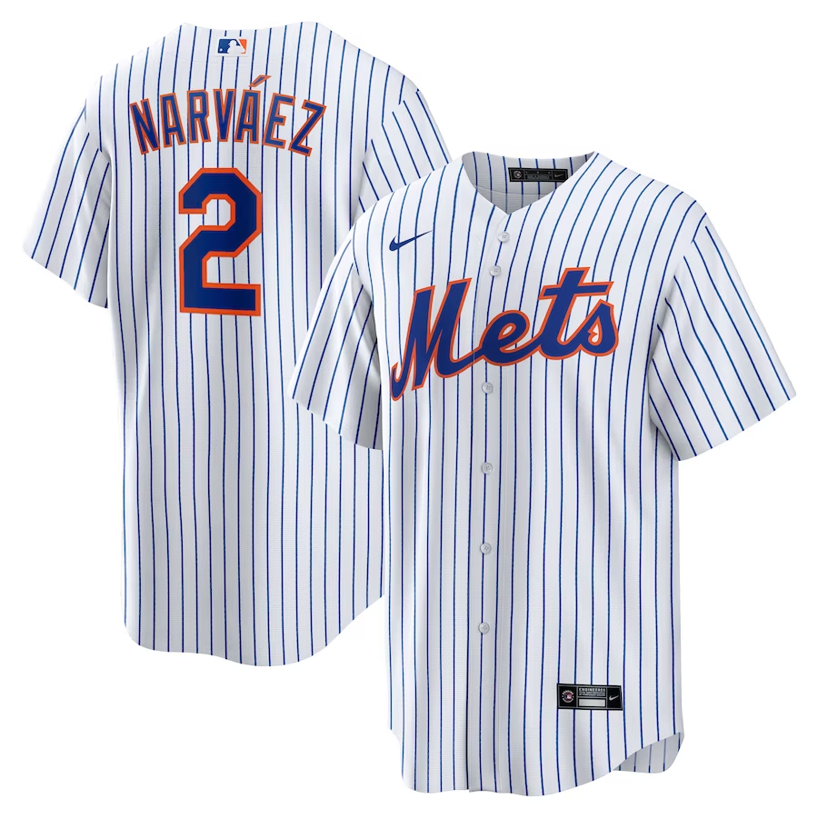 Men's New York Mets Omar Narvaez #2 White Home Jersey